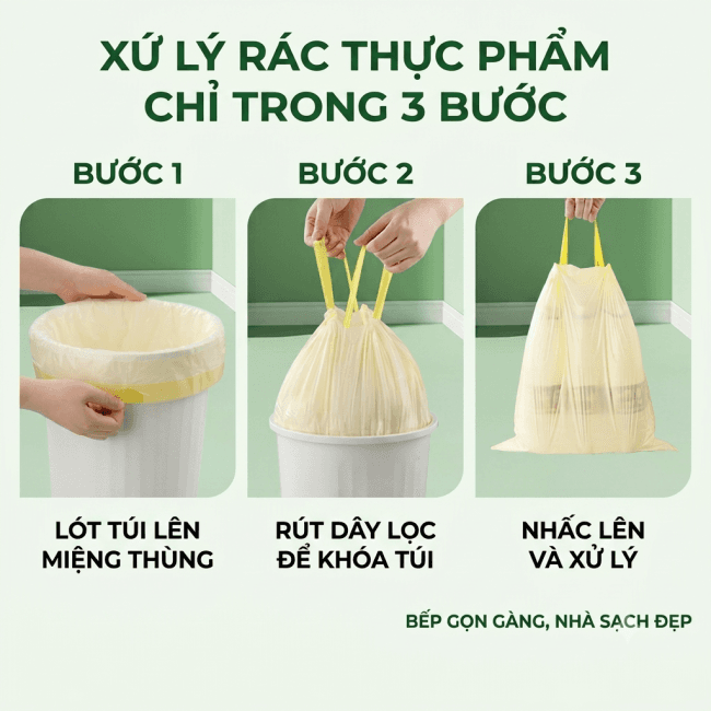 [DEAL HOT SÀN SỈ] Túi Đựng Rác Dây Rút Siêu Dày Dặn Khó Rách - Túi Rác Vàng Kem Tiện Lợi Cho Gia Đình — 2