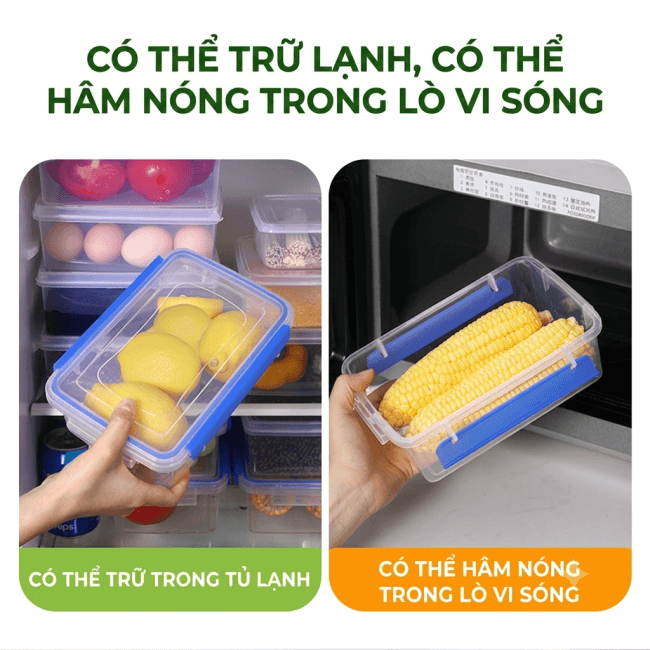 [NGUỒN SỈ TẬN GỐC] Hộp Nhựa Giữ Tươi Thương Mại Dày Dặn Trong Suốt - Hộp Bảo Quản Thực Phẩm Tủ Lạnh Khóa Đôi Cao Cấp Giá Sỉ — 3