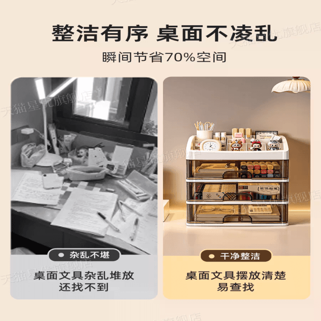 Tủ Ngăn Kéo Để Bàn Xingyou Đựng Hồ Sơ Khổ A4 & Văn Phòng Phẩm Cao Cấp - Hộp Đựng Đồ Đa Năng Chống Bụi NhIều Tầng Cho Bàn Làm Việc — 3