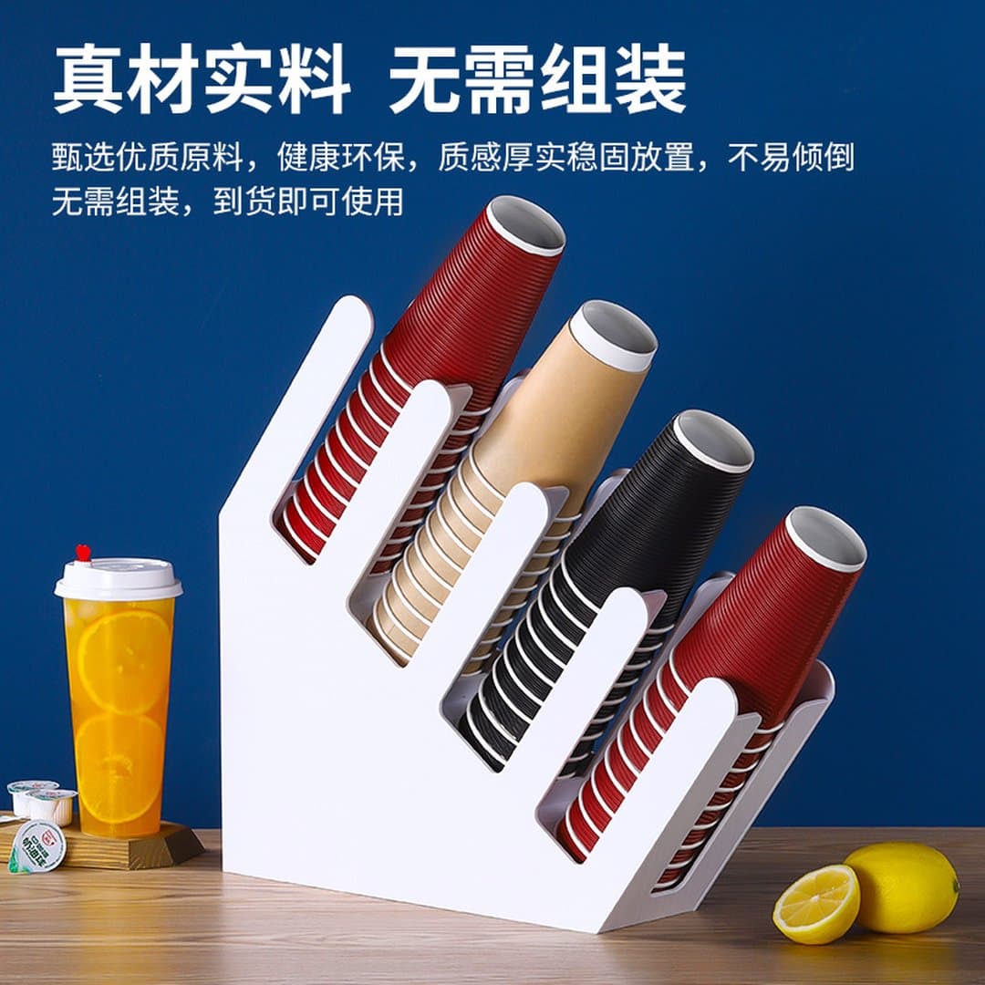 Kệ Để Cốc Acrylic Trắng Yueki Cao Cấp - Giá Đỡ Cốc Giấy Dùng Một Lần, Hộp Đựng Ống Hút Khăn Giấy Đa Năng Cho Quầy Bar, Quán Trà Sữa, Cà Phê — 3