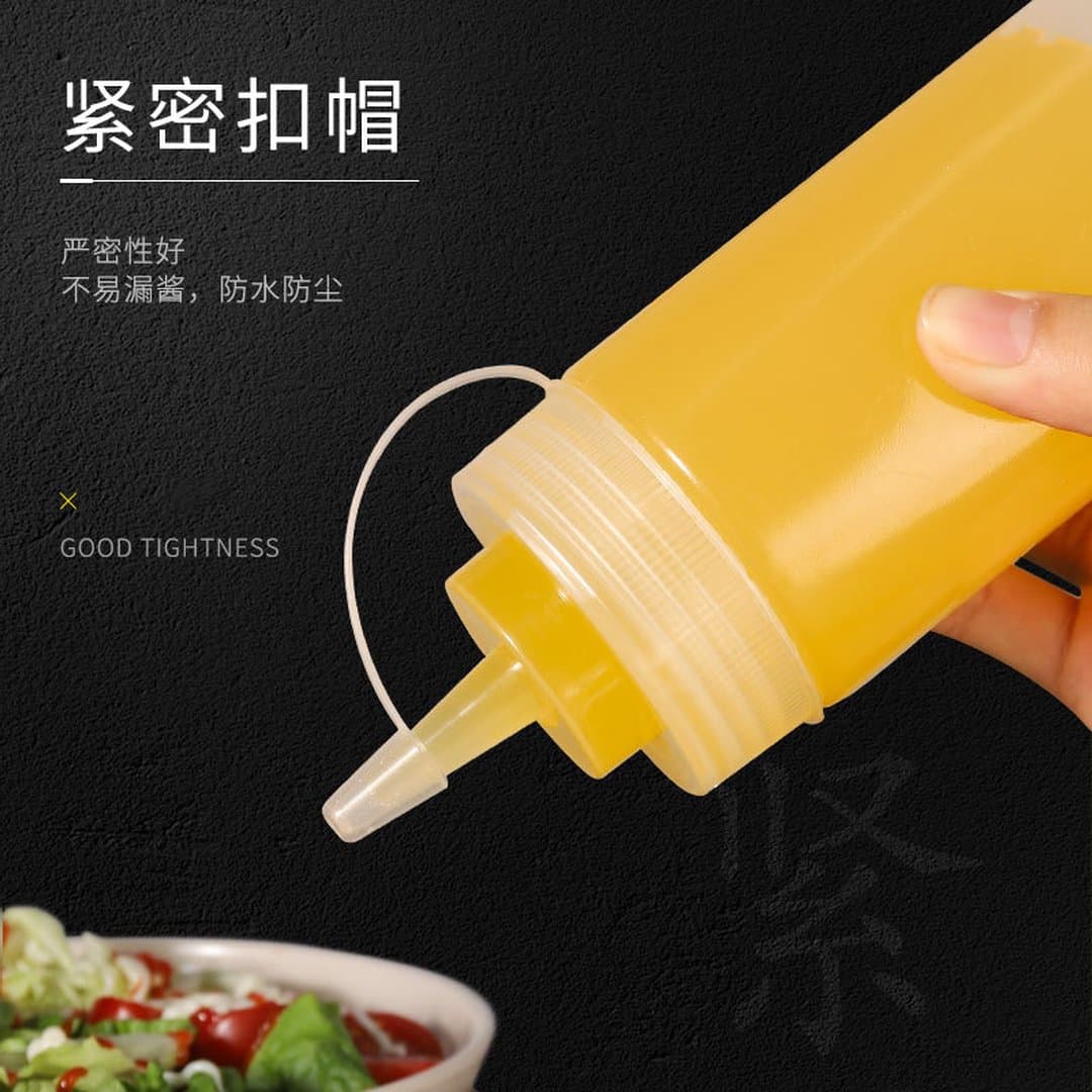 Chai Đựng Nước Sốt Bóp Nhựa Dày Cấp Thực Phẩm, Chai Tương Cà Sốt Salad Gia Vị Miệng Nhọn 240–670ml, Đỏ/Vàng/Trắng — 3
