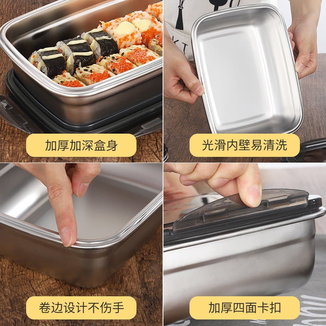 Hộp Giữ Tươi Inox 304 Cao Cấp Sino - Hộp Đựng Thực Phẩm Tủ Lạnh Có Nắp Kín Khí Chống Rò Rỉ Kháng Khuẩn Tiện Lợi Làm Hộp Cơm Văn Phòng — 3