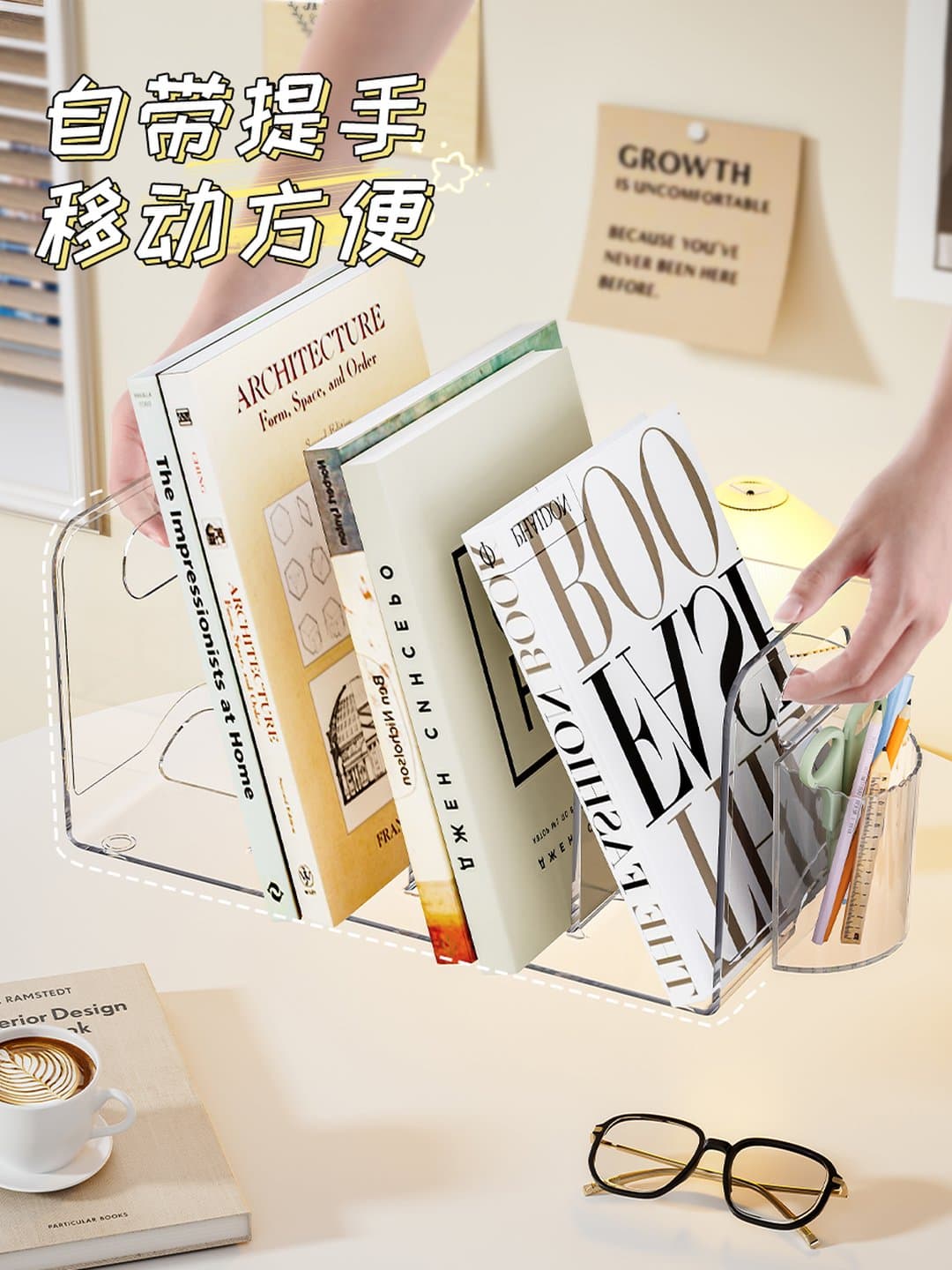 Giá Sách Để Bàn Acrylic Trong Suốt Cao Cấp, Kệ Đựng Tài Liệu & Hộp Đựng Bút Văn Phòng Đa Năng — 4