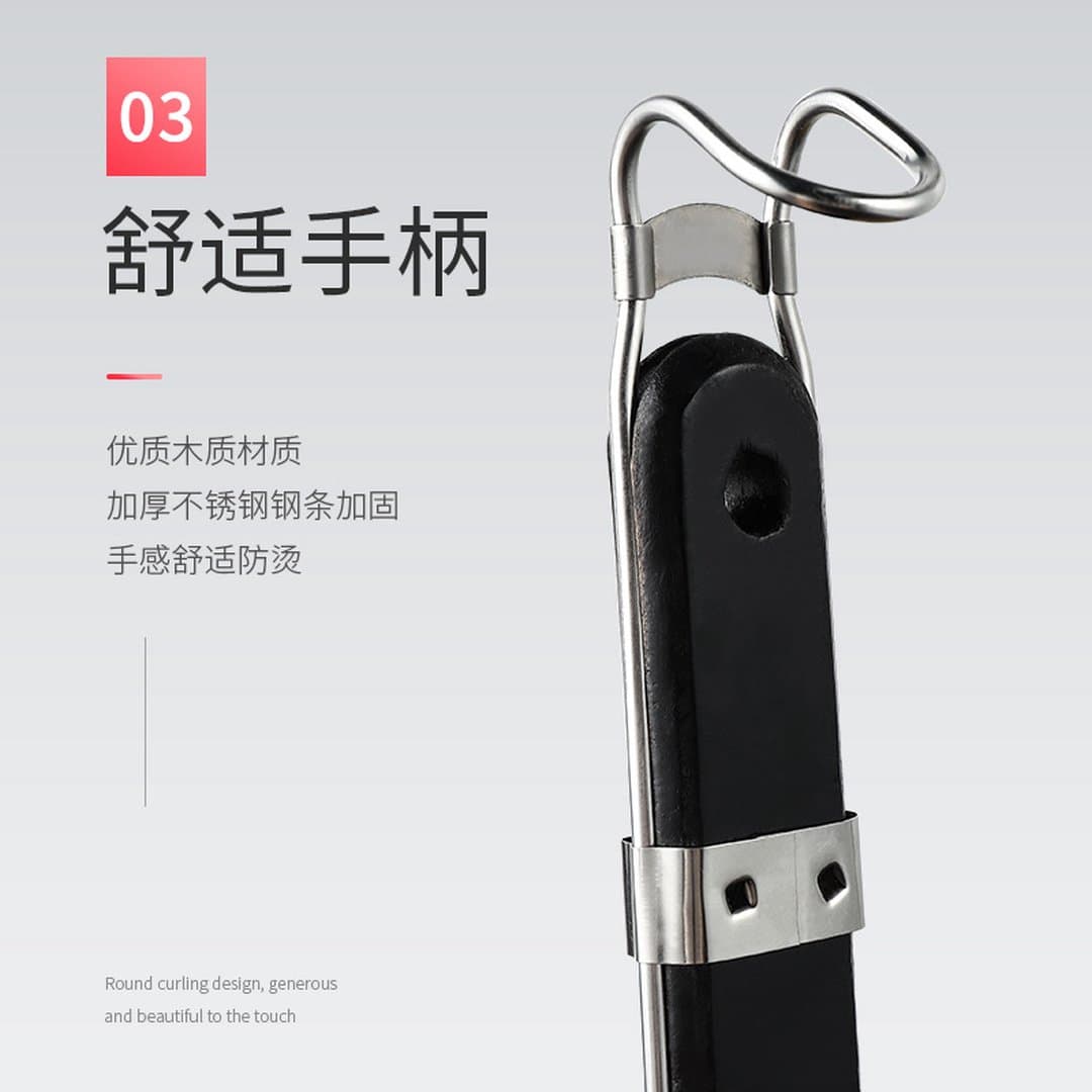 Vợt Trụng Mì Inox Đục Lỗ Cán Gỗ Cao Cấp - Giỏ Thoát Nước Trần Bột Lọc Xương Trụng Hủ Tiếu Chuyên Dụng — 2