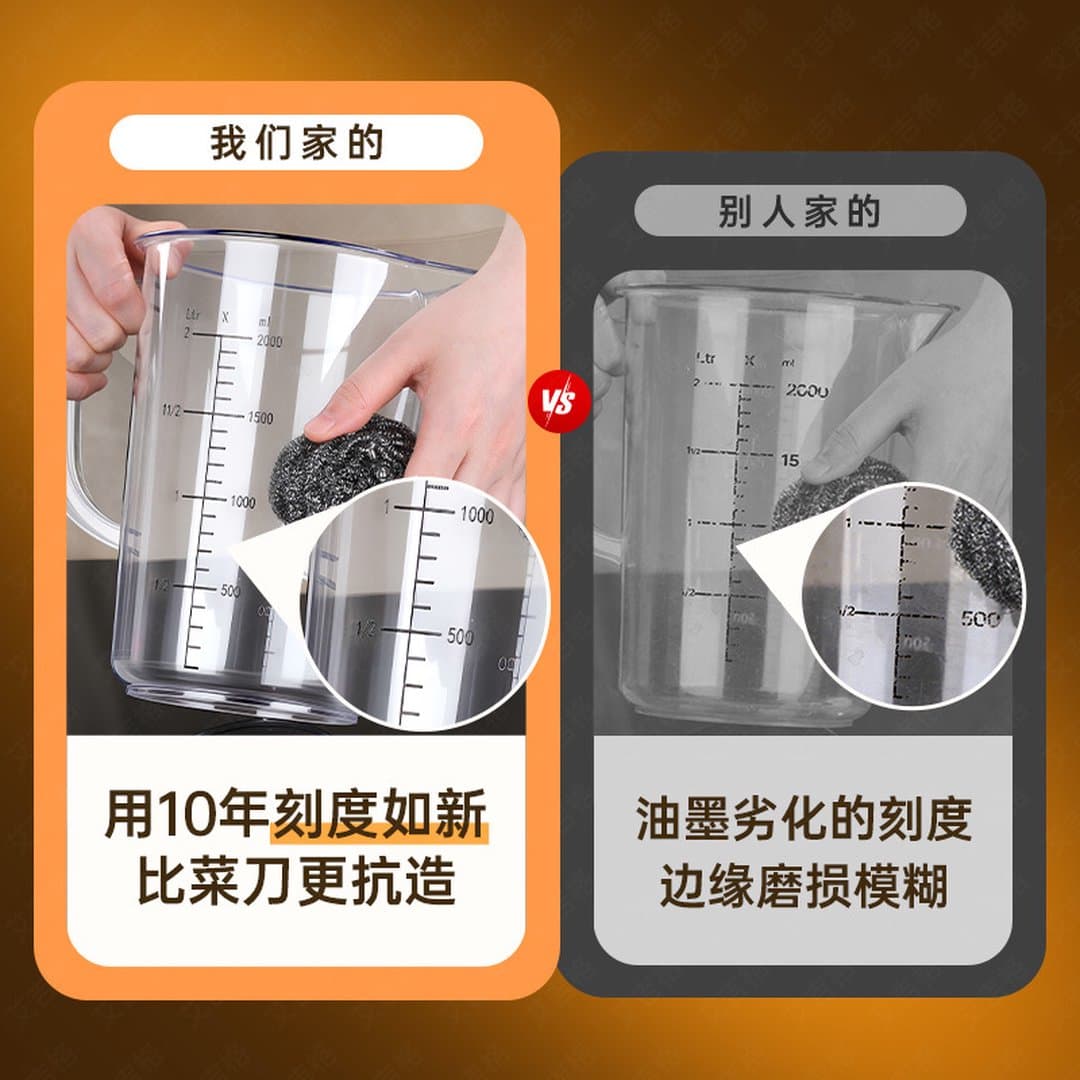 Cốc Đo PC Chịu Nhiệt Cao Cấp Thang Đo Kép - Ca Đong Acrylic Dung Tích Lớn Có Tay Cầm Chuyên Dụng Quán Trà Sữa, Làm Bánh — 3