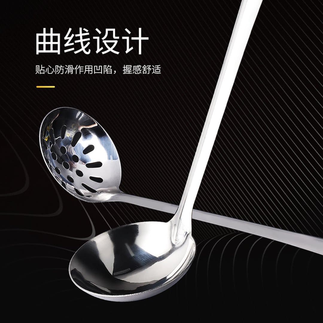 Muỗng Inox Ăn Lẩu Cán Dài Có Móc Mắc Thành Nồi – Vá Múc Canh & Vá Thủng Vớt Thức Ăn Chuyên Dụng Cho Nhà Hàng, Quán Ăn, Gia Đình — 2