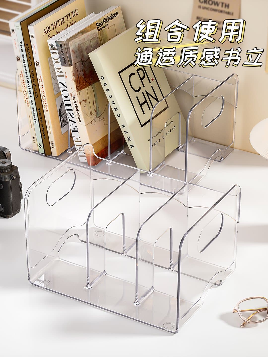 Giá Sách Để Bàn Acrylic Trong Suốt Cao Cấp, Kệ Đựng Tài Liệu & Hộp Đựng Bút Văn Phòng Đa Năng — 5