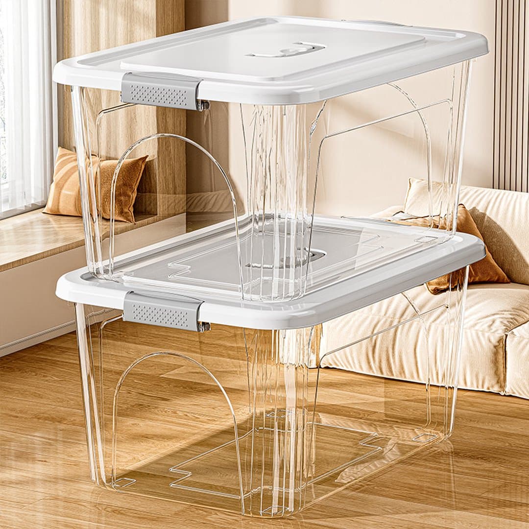 Hộp Nhựa Trong Suốt Đựng Đồ Đa Năng Xếp Chồng, Hộp Sắp Xếp Quần Áo Đồ Chơi Sách Đồ Ăn Vặt 14–50,2cm, Bộ 1/2/3 Hộp