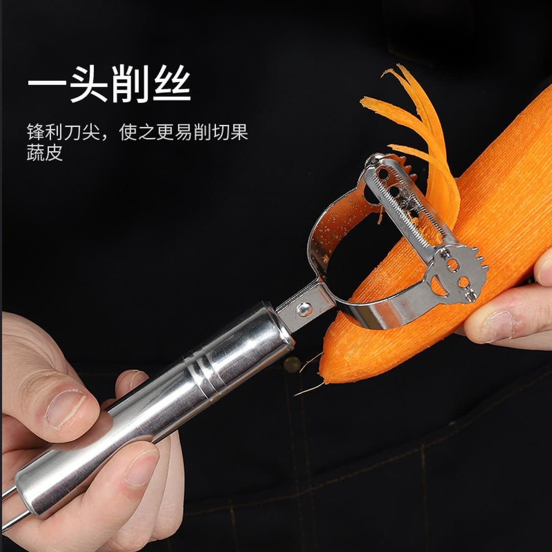 Dao Gọt Vỏ Inox Hai Đầu Đa Năng – Máy Bào Sợi Khoai Tây, Dưa Củ Quả Răng Cưa Dày Dặn Cao Cấp Cho Nhà Bếp — 3